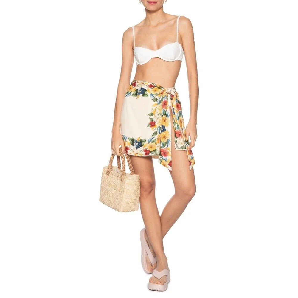 Farm Rio Anthropologie Praia Tropical Scarf Wrap Skirt Floral Print XS 281565
